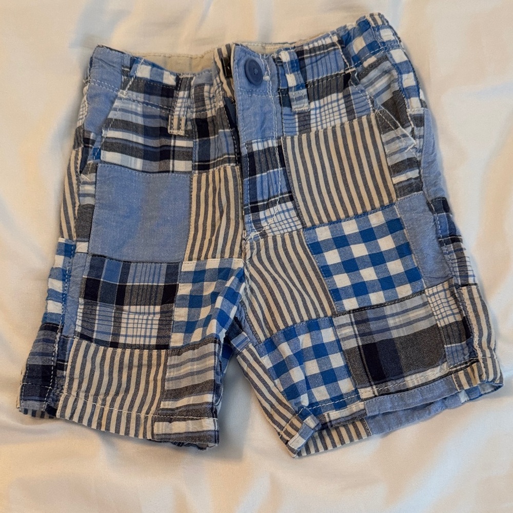 GAP Blue and Cream Patchwork Plaid Shorts